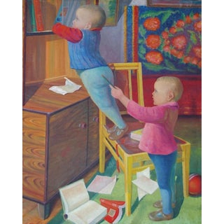 Soviet Children Portrait Painting, Ukrainian Artist, 1962 105-86 For Sale