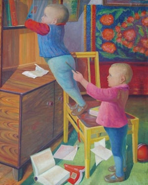 Soviet Children Portrait Painting, Ukrainian Artist, 1962 105-86