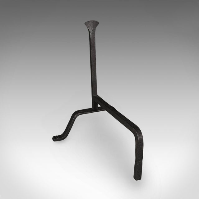1900 - 1909 Pair of Antique Fire Dogs, English, Wrought Iron, Fireplace Andiron, Victorian For Sale - Image 5 of 10