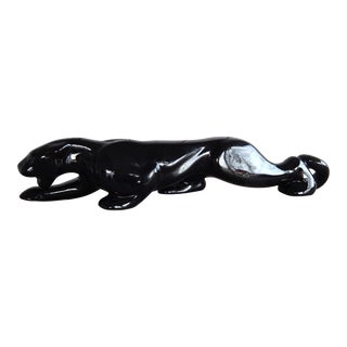 1960 Mid-Century Modern Ceramic Black Panther Tv Lamp For Sale