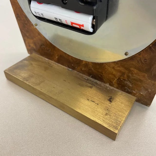 Hollywood Regency Brass & Walnut Table Clock from Kienzle, Germany, 1960s For Sale - Image 15 of 18