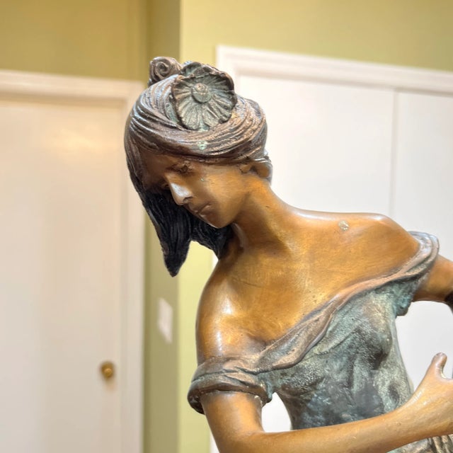 Bronze Statue Young Lady With Bouquet of Flowers For Sale In New York - Image 6 of 10