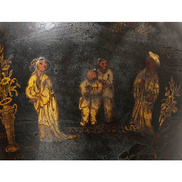 A Berlin Faience Black Chinoiserie Covered Urn For Sale - Image 10 of 11