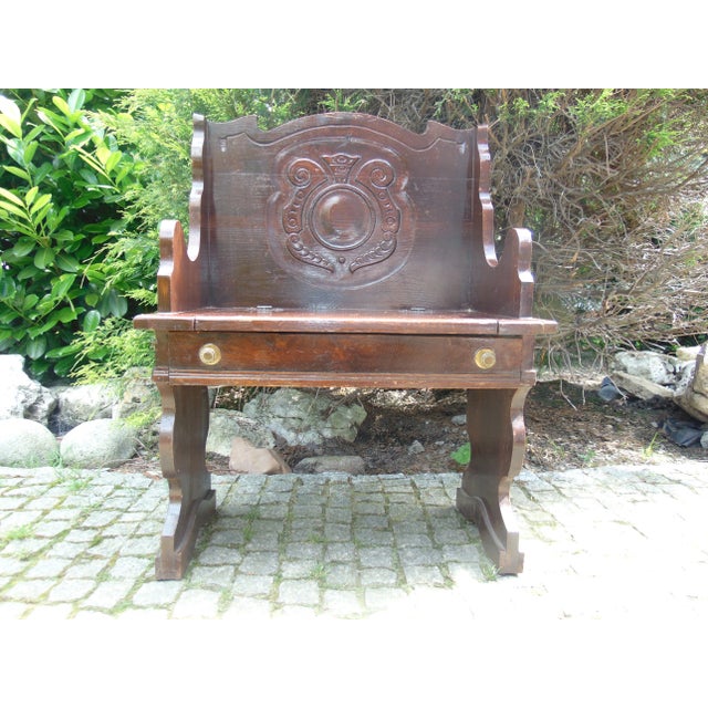 1960s Vintage Art Deco Wooden Bench For Sale - Image 5 of 8