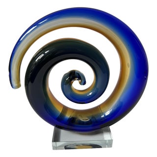 Murano Sommerso Spiral Glass Sculpture, 1970s For Sale