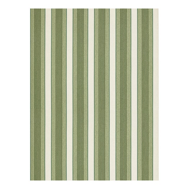 The House of Scalamandré Arlo Stripe Wallpaper, Evergreen For Sale