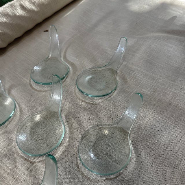 Abstract 1970s Collection of Small Glass Biomorphic Spoons- Set of 7 For Sale - Image 3 of 6