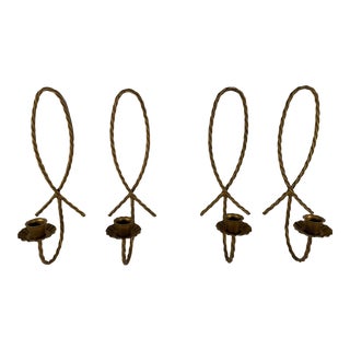Vintage 1960s Twisted Metal Candle Sconces - Set of Four For Sale