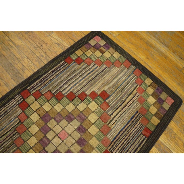 Magnificent Multicolored With Tridimensional Symmetric Design Antique American Hooked Rug For Sale - Image 11 of 11