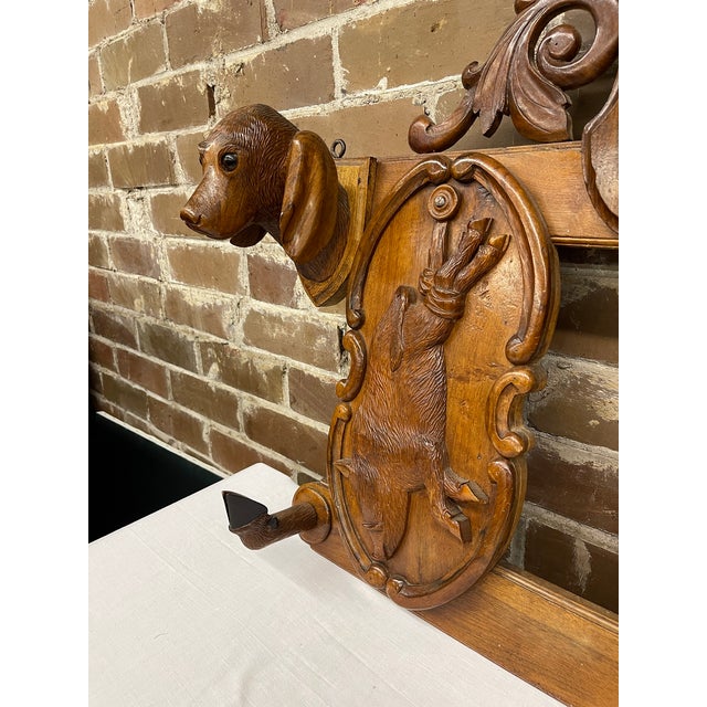 19th Century Swiss Black Forest Hand Carved Wall Mounted Coat and Hat Rack For Sale - Image 9 of 12