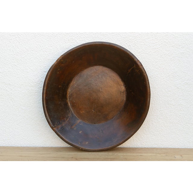 Wood Large Patinated Brown French Dough Bowl For Sale - Image 7 of 8