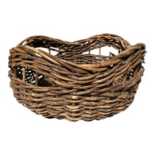 Vintage Willow Floor Basket For Sale