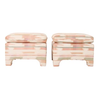Parsons Style Pillow Top Ottomans - a Pair For Sale