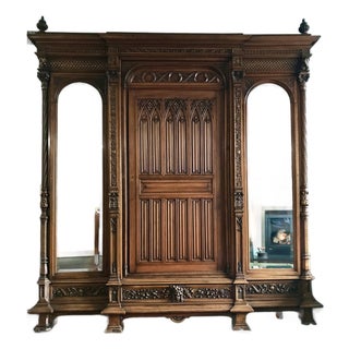 Early 20th Century Exquisite Neo-Gothic/Renaissance Revival Antique Armoire - A Rare Find For Sale