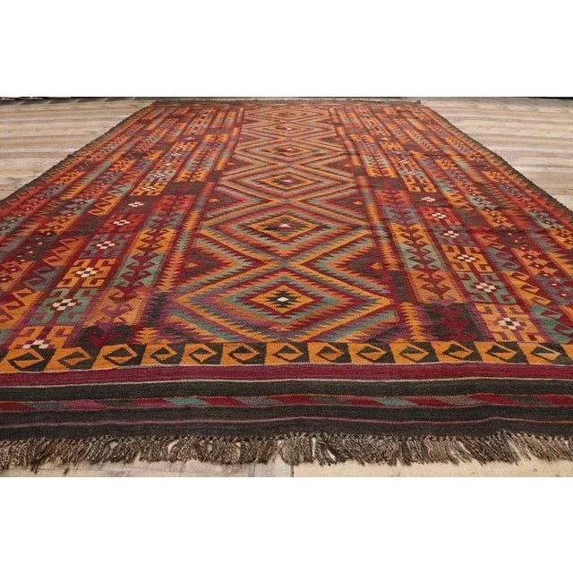 Textile Vintage Afghan Ghalmouri Maimana Kilim Rug, 09'09 X 14'11 For Sale - Image 7 of 10