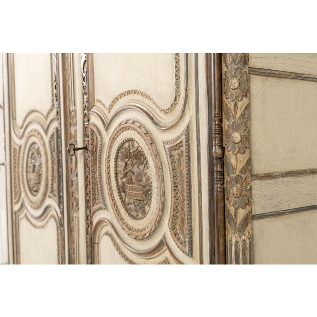 Antique French Painted Armoire in Wood, 1700s For Sale - Image 3 of 18