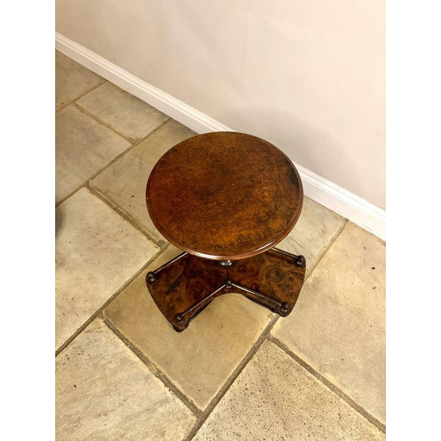 Antique Victorian Burr Walnut Lamp Table, 1860 For Sale - Image 3 of 7