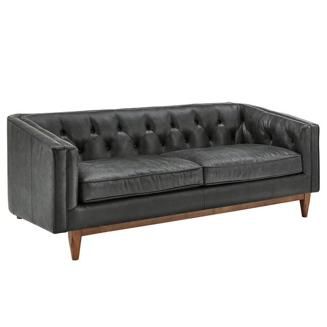Experience the Classic Heritage & Contemporary Clean Lines With the Monrowe Leather Loveseat. For Sale - Image 9 of 12