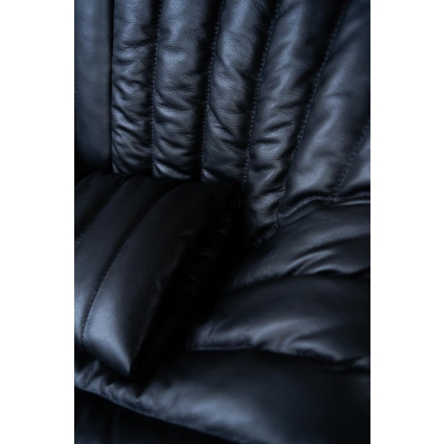 Black Cinna Three-Seater Sofa in Black Leather by Annie Hieronimus for Rose Line, 1973 For Sale - Image 8 of 9