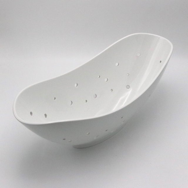 A contemporary KPM large porcelain "Flower Boat" vase from Germany circa 1960. White porcelain with a pierced shell along...