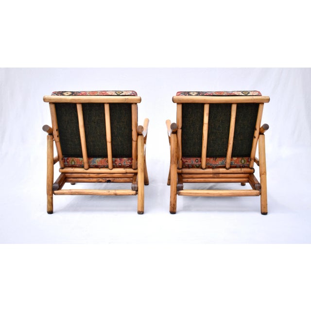 Ficks Reed 1960s Attributed Ficks Reed Bamboo Pagoda Rattan Lounge Chairs For Sale - Image 4 of 11