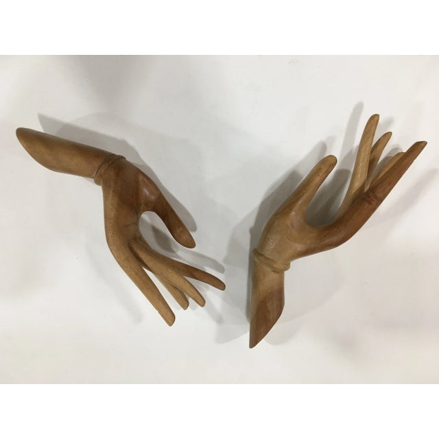 1960s Mid-Century Wooden Hands - a Pair For Sale - Image 4 of 9