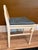 1950s Vintage Cane and Wood Vanity Chair With Custom Blue Leather Tufted Cushion For Sale - Image 5 of 15