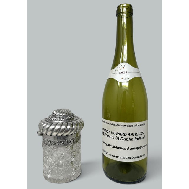 Antique Sterling Silver Jar Centerpiece Mappin Webb Hand Cut Led Crystal Glass For Sale - Image 6 of 9