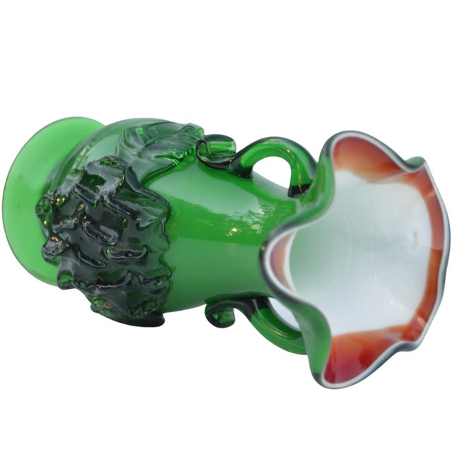 Mid-Century Handmade Green Glass Art Vase For Sale - Image 9 of 9