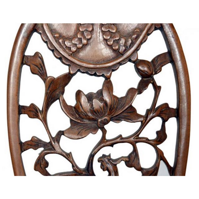 Brown Antique 19th Century Chinese Carved Chair with Hand-Carved Pierced Splat For Sale - Image 8 of 9