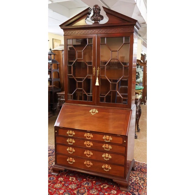 Kindel Furniture Kindel Furniture National Trust Collection Mahogany Carved Secretary Desk For Sale - Image 4 of 18