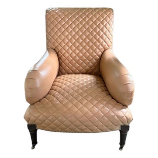Custom-Made Winston Chair in Quilted Caramel Leather by Chaddock For Sale