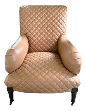 Custom-Made Winston Chair in Quilted Caramel Leather by Chaddock