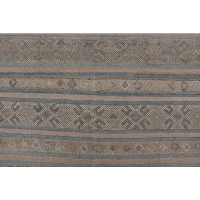 Vintage Turkish Kilim Rug With Horizontal Stripes in Taupe and Neutral Colors For Sale - Image 9 of 11