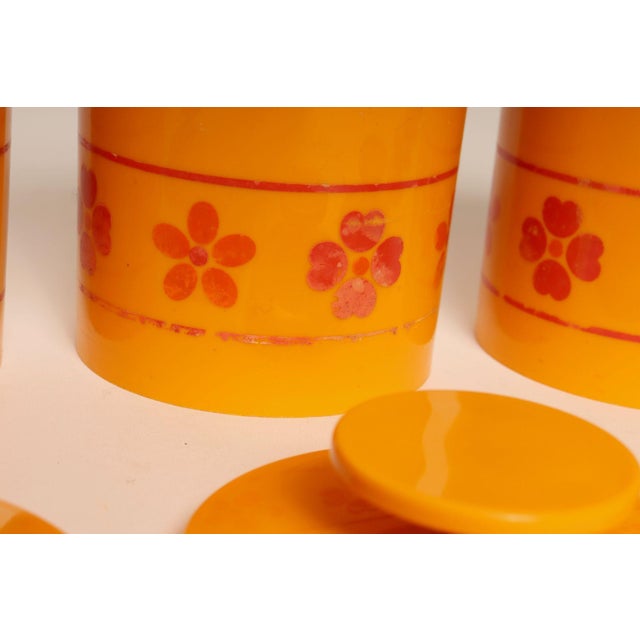 Vintage French Orange Melamine Ten Piece Canister / Spice Set by Sitap For Sale - Image 13 of 18