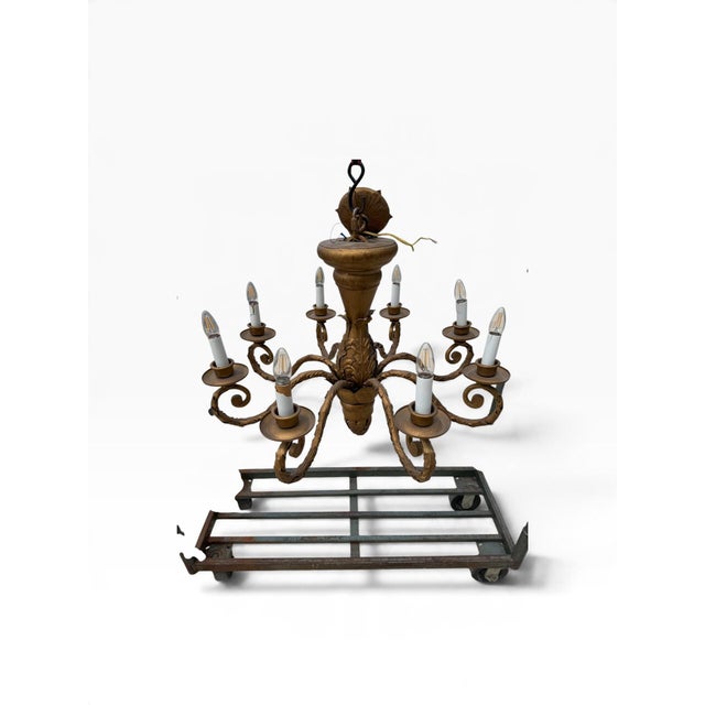 Gold Vintage Neoclassical Gold 8-Arm Acanthus Leaf Chandelier For Sale - Image 8 of 8