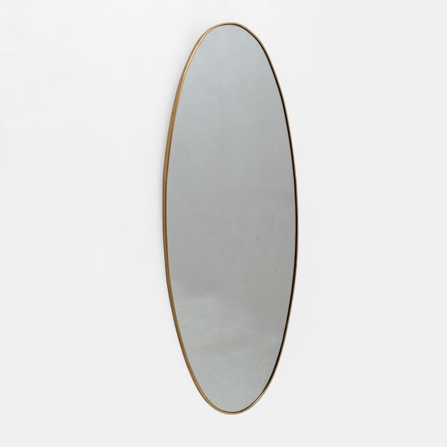1950s Large Mid-Century Modern Italian Brass Wall Mirror by Gio Ponti, 1950s For Sale - Image 5 of 10
