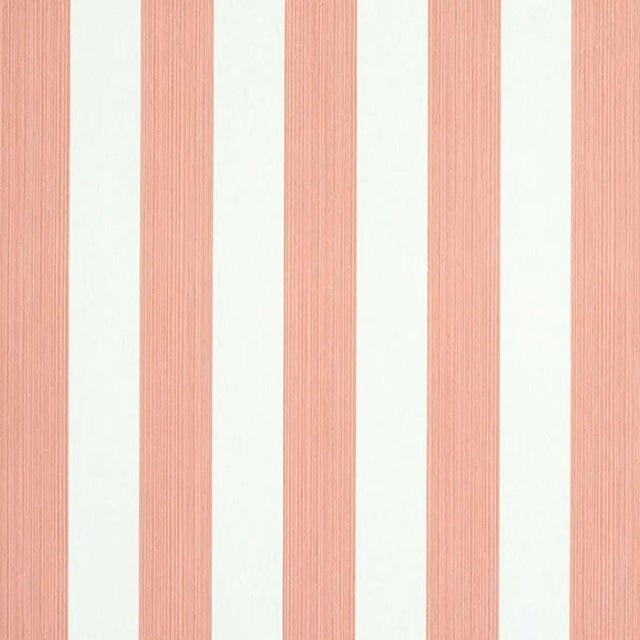 Schumacher Sample - Schumacher Edwin Stripe Medium Wallpaper in Pink For Sale - Image 4 of 4