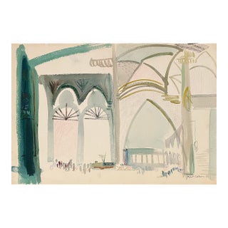 1953 Robert Colborne Mid Century Gothic Painting For Sale
