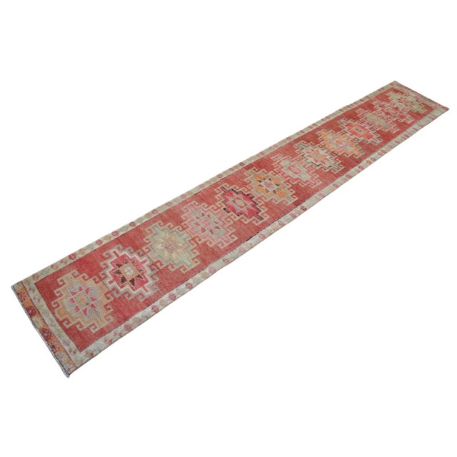 Hand-Knotted Narrow Runner Turkish Rug Hallway Decor- 2'1' X 12'3' For Sale - Image 6 of 12