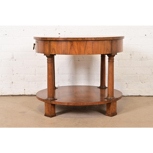 Baker Furniture French Empire Cherry and Burl Wood Tea Table, Circa 1960s For Sale - Image 14 of 16