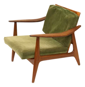Vintage Scandinavian Armchair with Green Corduroy Upholstery, 1970s