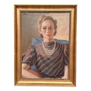 Lenné, Portrait of Lady, 1939, Oil Painting on Canvas, Framed For Sale