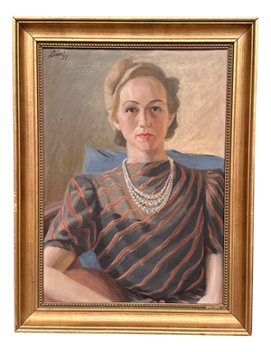 Lenné, Portrait of Lady, 1939, Oil Painting on Canvas, Framed