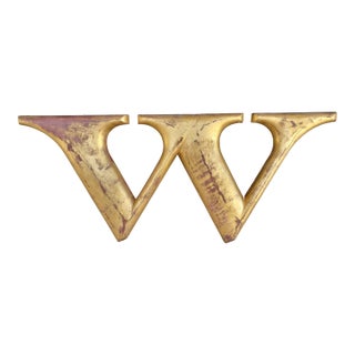 Architectural Gold Leaf Sign Letter "W" Large-Scale For Sale
