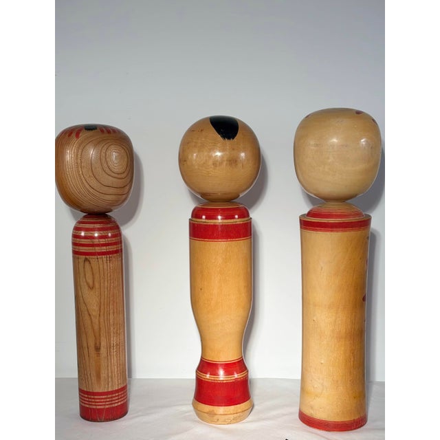 Wood 20th Century Traditional Monumental Kokeshi Dolls, Tōhoku, Japan, Set of 3 For Sale - Image 7 of 18