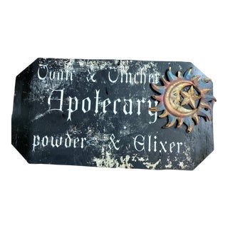 Mid- Century Solid Wood Apothecary Sign For Sale