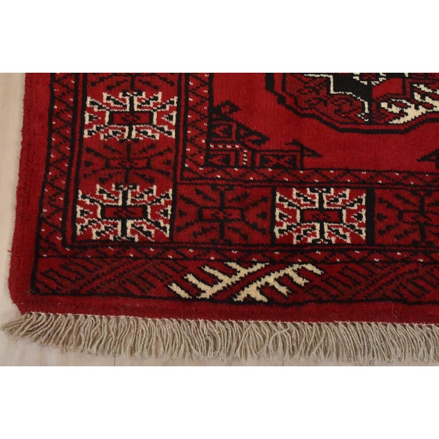Red Turkmen Runner 2’7” X 9’6” Red Wool Vintage Tribal Hand-Knotted Oriental Rug For Sale - Image 8 of 11