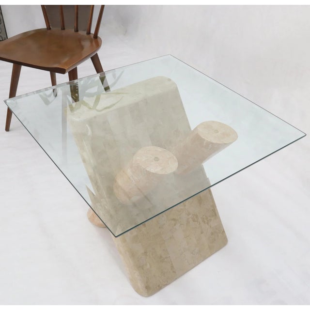 Tessellated stone X-shape base side occasional table.