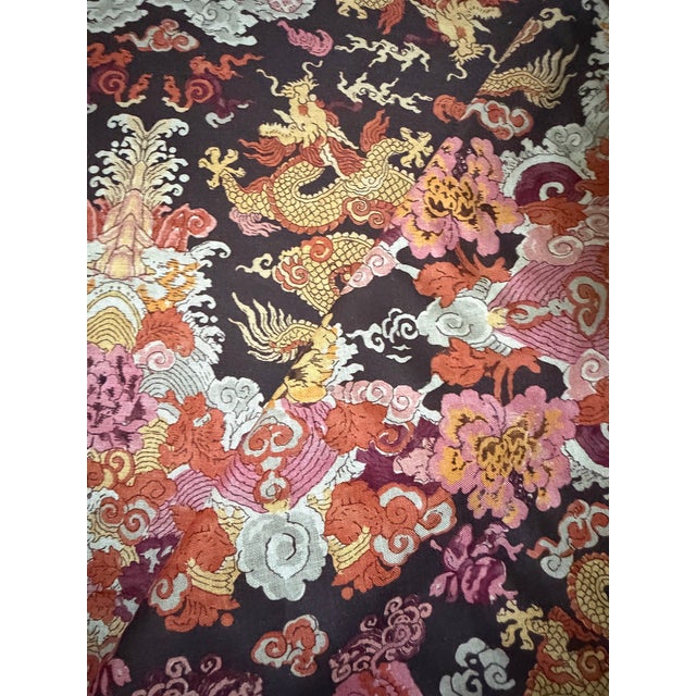 Schumacher 178053 Magic Mountain Dragon Aubergine Linen Blend Fabric 3 Yards For Sale In Raleigh - Image 6 of 7